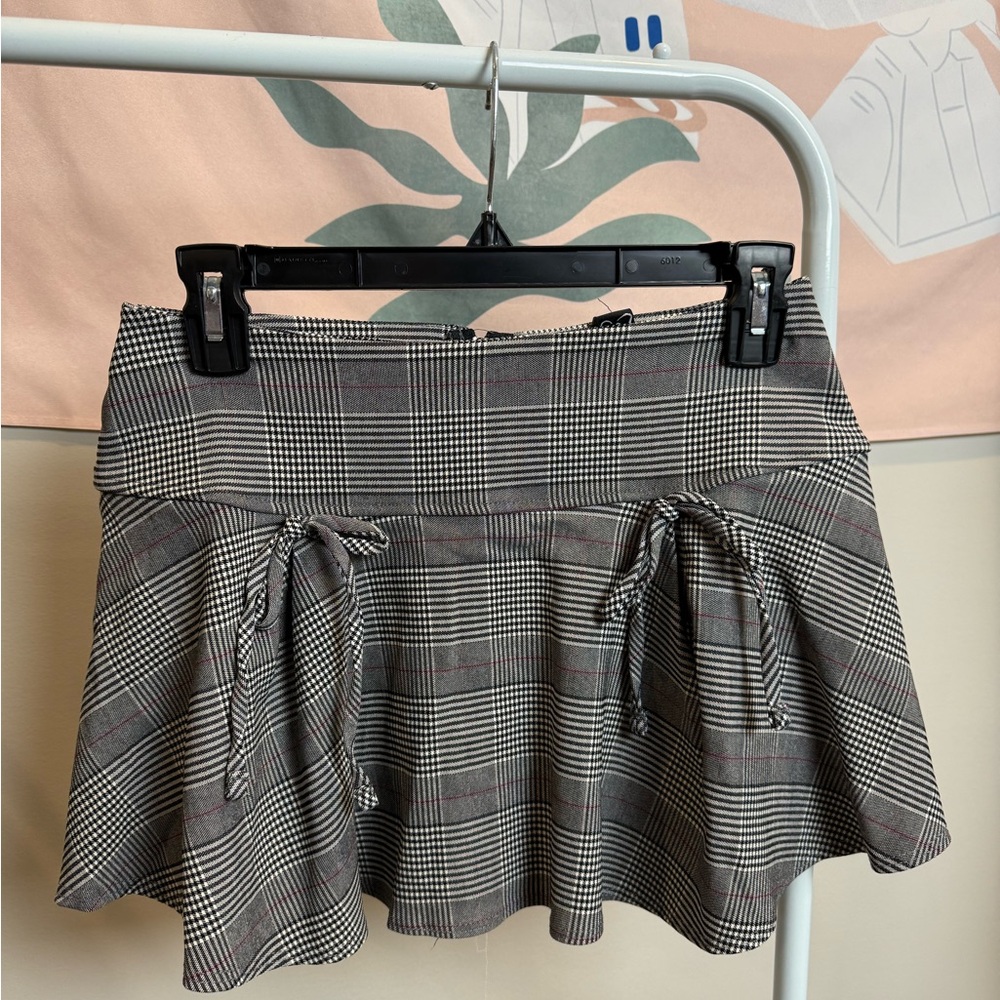Windsor Black and Gray Skater Mini Skirt with Ties
